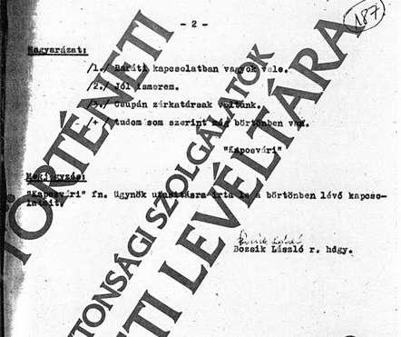 Vizy listája börtöntársairól, csoportosítva, gépelve, 1-2 old.