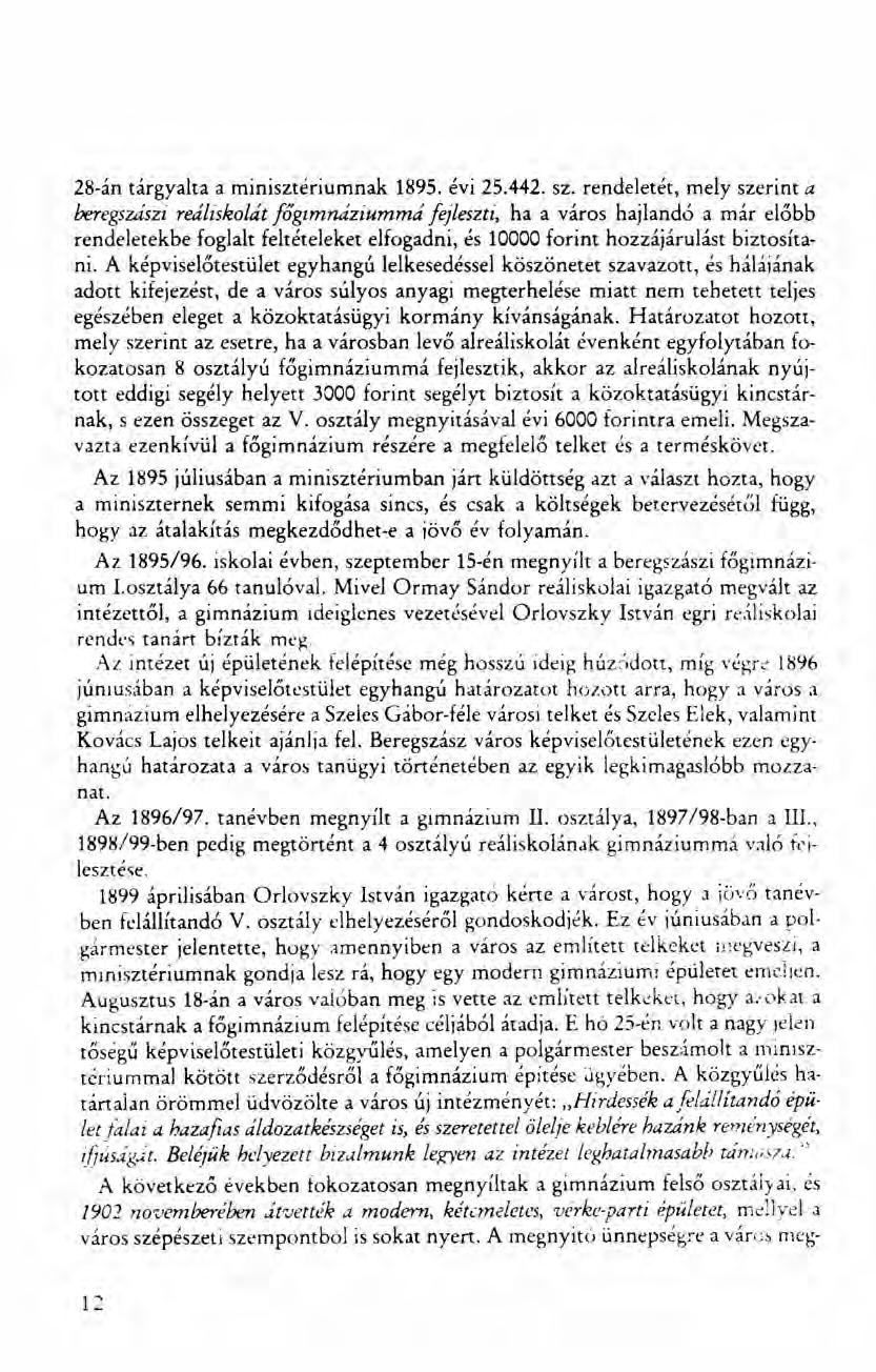 28-án tárgyalta a minisztériumnak 1895. évi 25.442. sz.