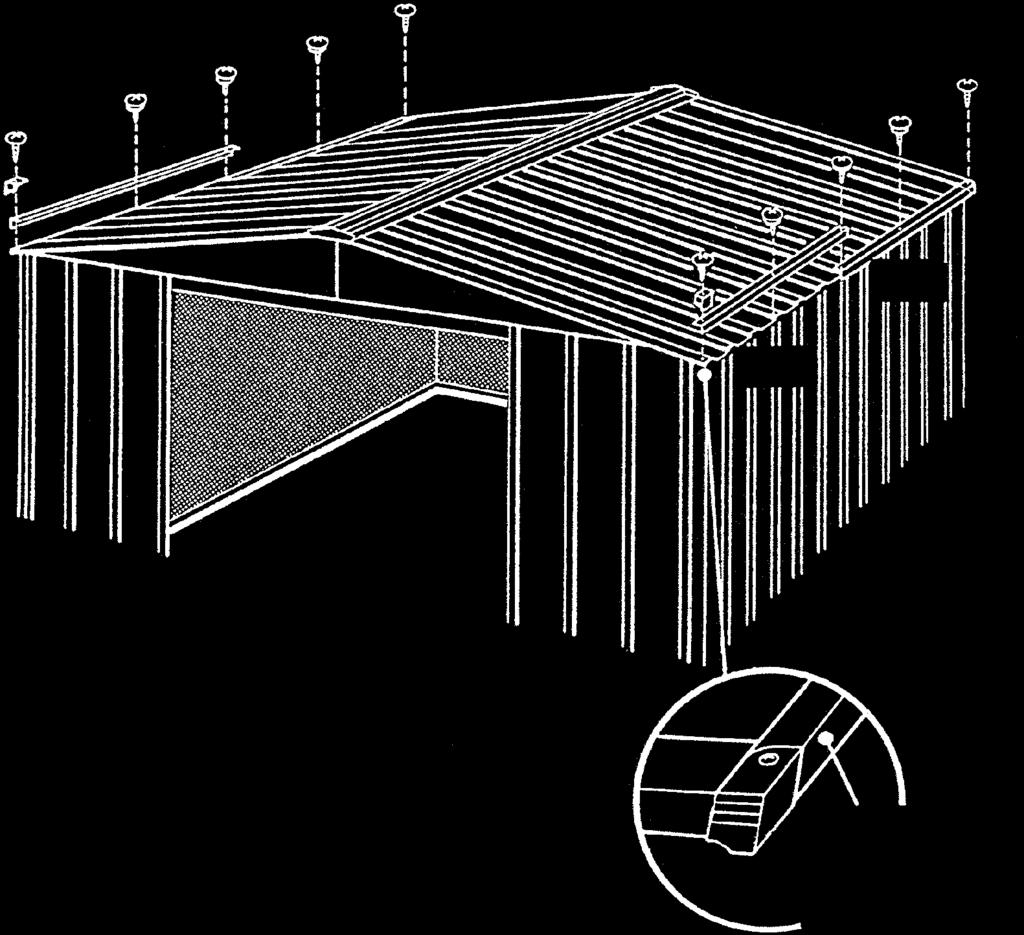 Lépés 6 S9 ctr-hu Tető léc 605 Oldali tető léc (4) (4) (6) Illessze a jobb és bal oldali tető lécet a tetőpanelek alsó végéhez mindegyik oldalon.