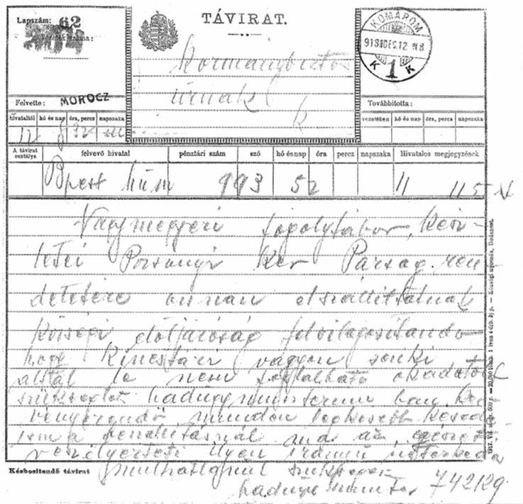 A feloszlott nagymegyeri hadifogoly táborban több millió értékű anyag maradt vissza, s az között nagyon sok olyan közhasználati tárgy, mint szén, tűzifa, ruhaneműek, élelmiszerek, amelyek részint