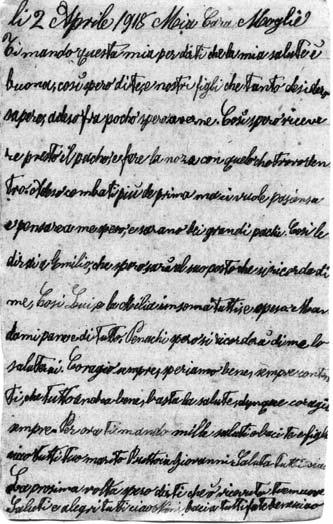 Giovanni Buttoia feleségéhez írt levele. Buttoia 1917. október 26-án esett fogságba, majd 1918 januárjában érkezett meg a somorjai fogolytáborba, ahol 1918. április 12-én, életének 36. évében elhunyt.