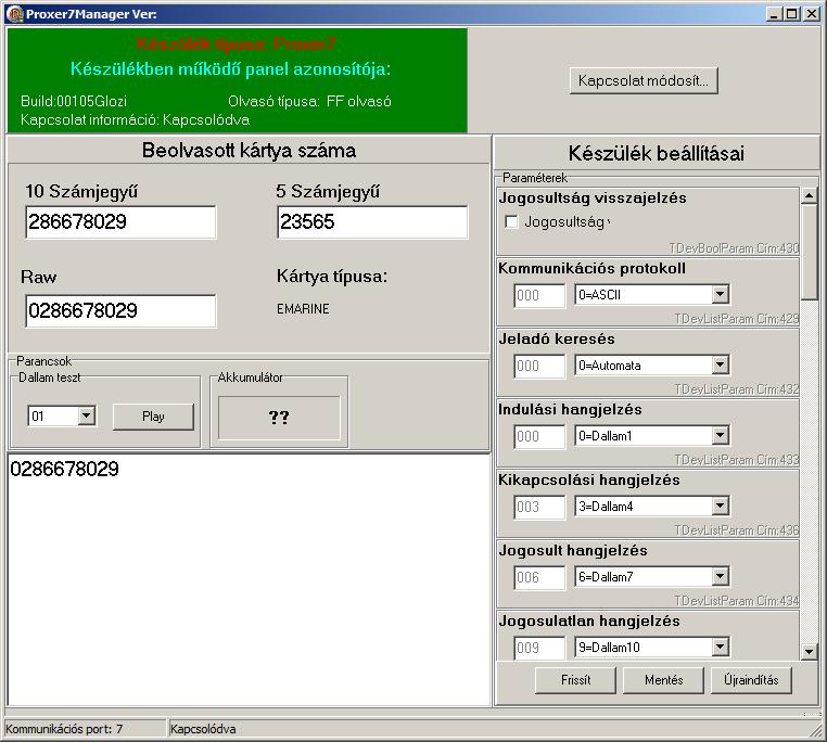 Képernyők, funkciók, paraméterek: Screens, functions, parameters: Device settings Eligibility feedback Communication protocol