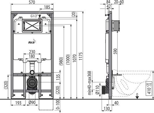 17 AM102/1120 Jádromodul Falsík alatti szerelési rendszer száraz szereléshez (főképp panellakások fürdőszobáinak átépítéséhez) 1130 520 145 mm EAN