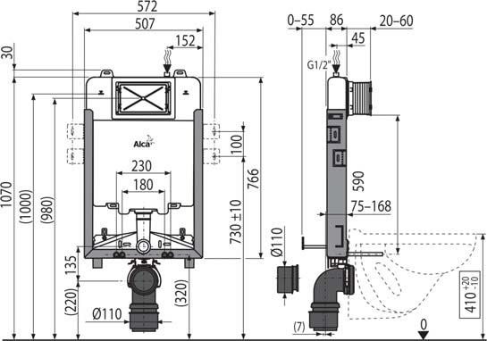 9 AM1112 Basicmodul Slim WC tartály befalazáshoz 965 110 515 mm EAN 8595580550981 24 171 Ft AM1115/1000