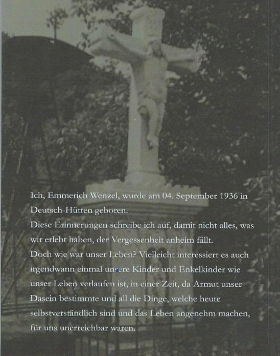 A 88 oldalas német nyelvű könyvecske egy kamasz fiú visszaemlékezése a szülőfalura, annak ünnep-és hétköznapjaira.