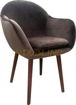 DL CLYDE Bükkfa lábas, barna kárpitos éttermi szék.