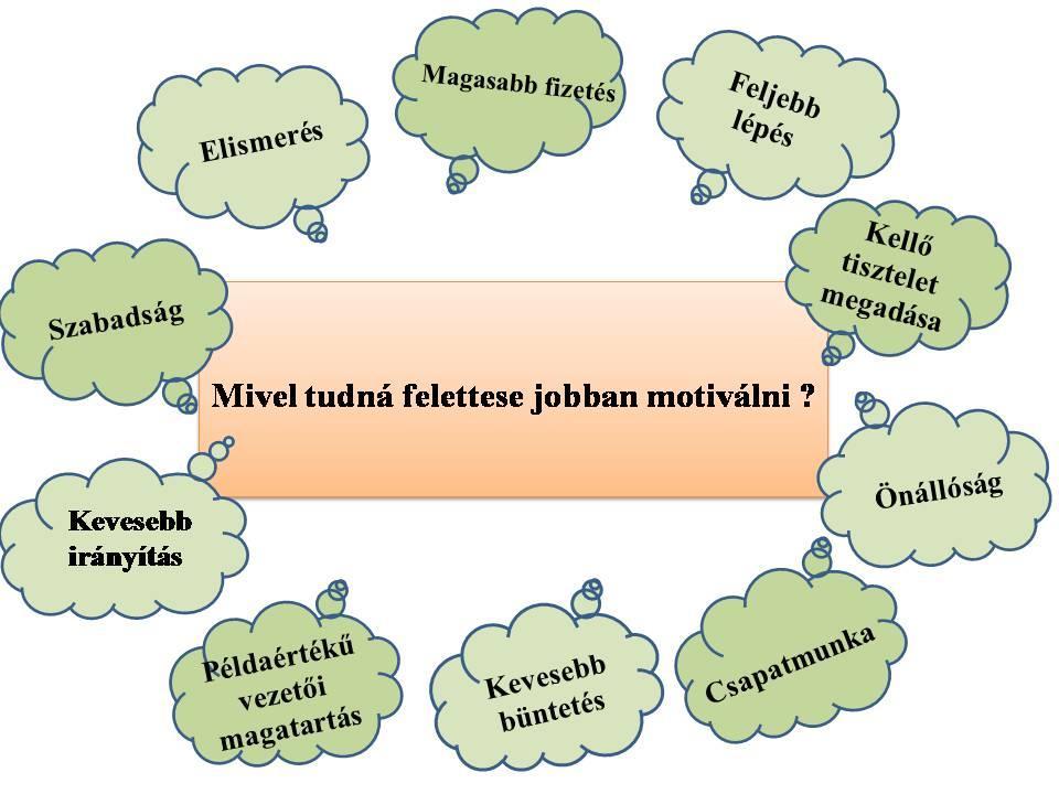 A kérdőív során lehetőséget adtam arra, hogy a kitöltők önmaguk fejtsék ki, mivel tudná őket a felettesük jobban motiválni, amely által jobban tudnának teljesíteni.