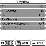 Menü műveletek Rhythm A következő paramétereket a a [MENU] gombbal érheti el : MIDI "Rhythm". Edit System Rhythm Volume Rx Stílus vonatkozású hangerő üzenetek fogadásának engedélyezése vagy letiltása.