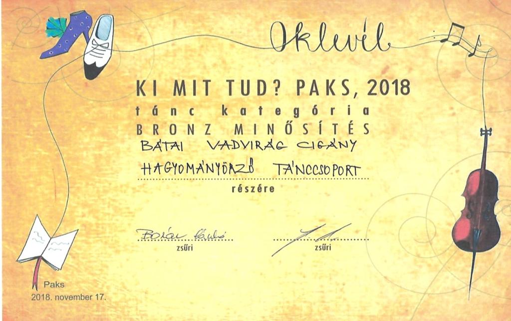 Budi Letícia és Balogh Patrik a dobogó második fokára, a Tánccsoport pedig a harmadik fokára állhatott fel. Eredményeikhez gratulálunk, további szerepléseikhez sok sikert kívánunk!