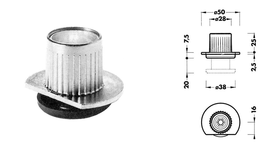 +25 mm teherbírás: 300 kg anyag: fém 00014100300 n305 Szintező