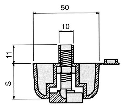 44 szintezőláb ø 50 mm S=44 mm teherbírás: 150 kg 00010402510 npr 2625/PR