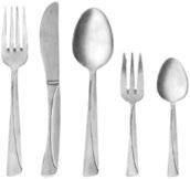 18 részes, 6 személyes, porcelán, fehér, kék/szürke csíkkal