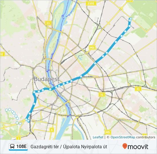 Útirány: Újpalota, Nyírpalota Út 31 megálló VONAL MENETREND MEGTEKINTÉSE Gazdagréti Tér 8 Gazdagréti tér, Budapest Telekes Utca Rétköz utca, Budapest Kaptárkő Utca 45c Rétköz utca, Budapest 108E