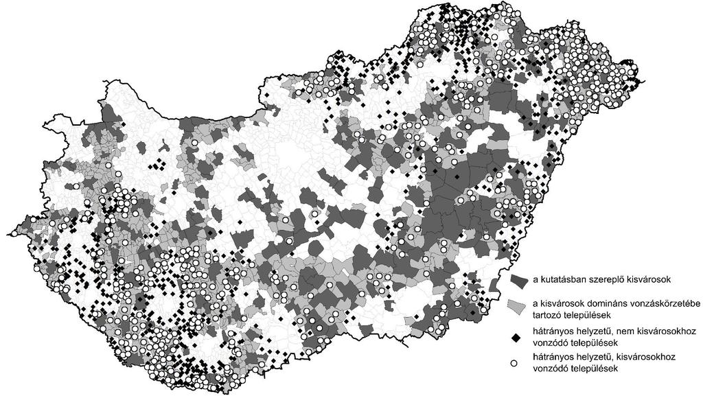 Elmaradottság és kisvárosi vonzáskörzetek egybeesései és különbségei 2011 A kedvezményezett települések besorolásáról