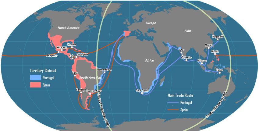 továbbra is Kína, Japán és a Maluku-szigetek (Fűszer-szigetek) felé vezető utak felkutatása volt.