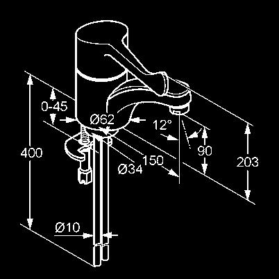 x 1 biztonsági, kerámia kartus fix kifolyó vörösrézcső 10 x 1 mm P-IX 9571/IZ króm 341120524 67.