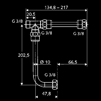 770 KLUDI MEDI CARE csőszerelési készlet KLUDI MEDI CARE termosztátos sarokszelephez 358450538 200 mm középtávolságú sarokszelepekhez hideg víz csatlakozócső