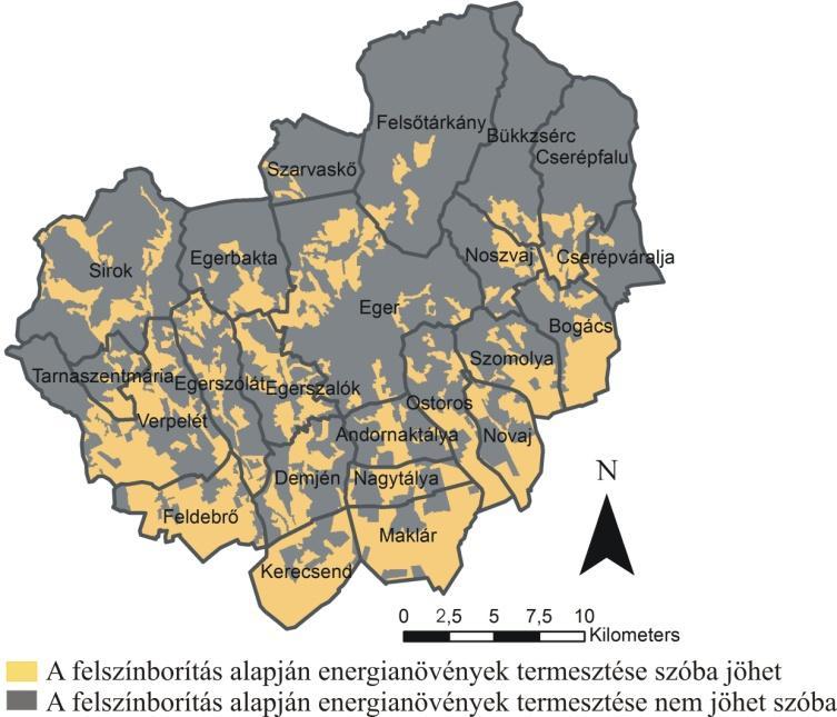 2. ábra. Energianövények termesztése szempontjából kizárt és tovább vizsgálandó területek Következő lépésben a Nemzeti Ökológiai Hálózatba eső területeket vontuk ki a vizsgálatból.