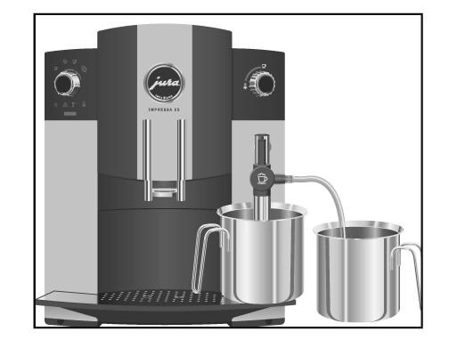 Töltsön egy edénybe 250 ml frss vzet és adjon hozzá egy zárókupakny (legfeljebb 15 ml) mennységet az Auto-Cappuccno tsztítóból. Merítse a tejszívó csô végét az edénybe.