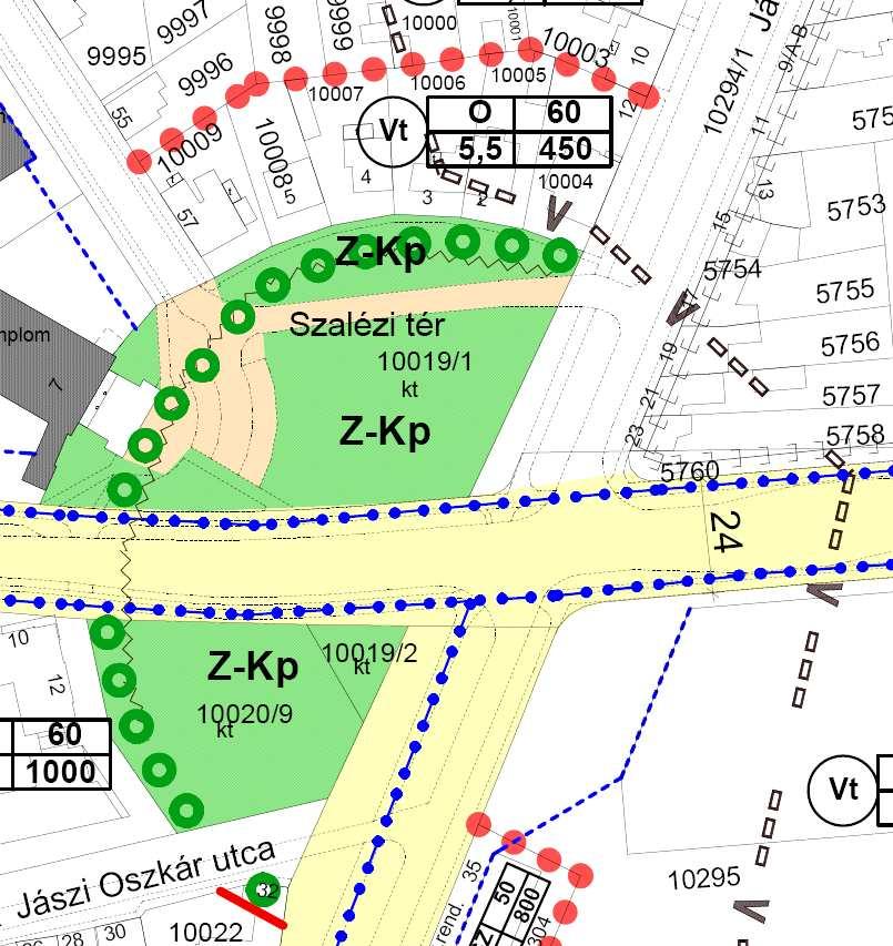 h) Szalézi tér északi térfal építési övezeti