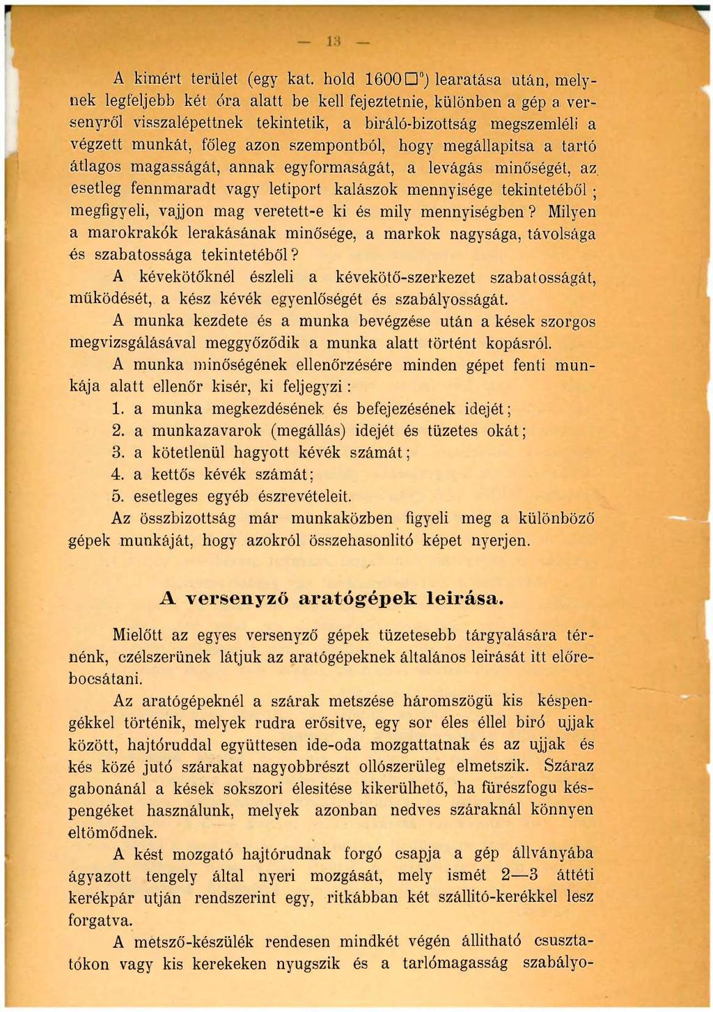 u Magyar Mezőgazdasági Múzeum és Könyvtár 13 A kimért terület (egy kat.