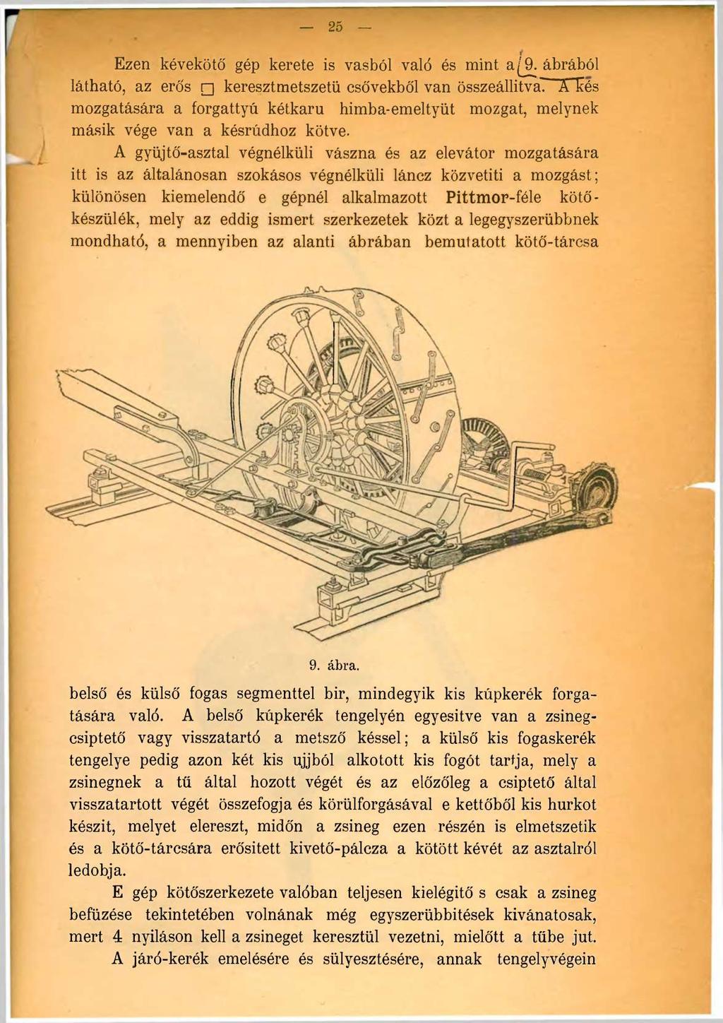 25 t Ezen kévekötő gép kerete is vasból való és mint a 9. ábrából látható, az erős keresztmetszetű csővekből van összeállítva?