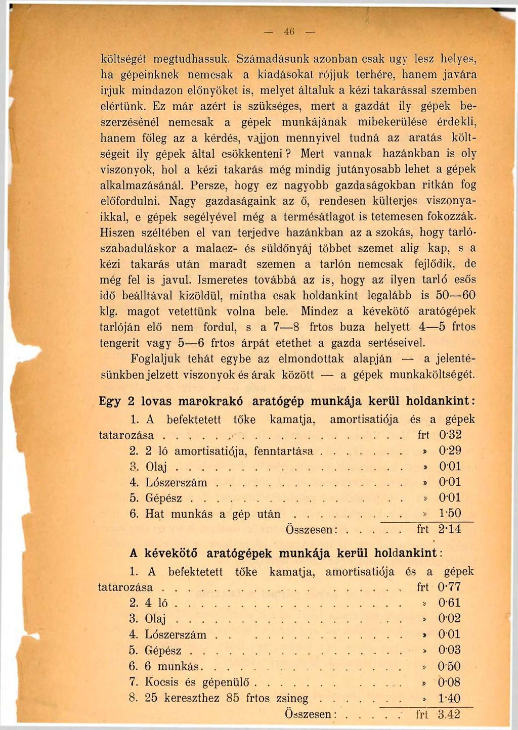 46 költségét megtudhassuk.