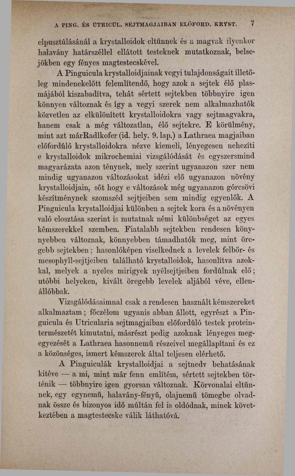 A PING. ÉS UTRICtJL. SEJTMAGJAIBAN ELÖFORD. KRYST.
