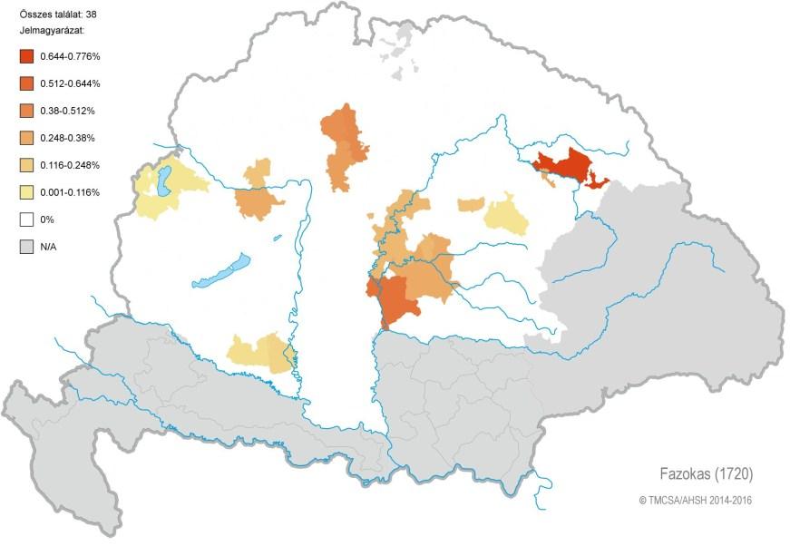 ábra: A Fazakas családnév területi kiterjedése