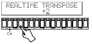 A transzponálást a -12 +12 tartományban, félhang léptékben határozható meg. A 0 Octave Shift beállítás esetén a 2-es billentyű pad a C4 hangot szólaltatja meg. 1.