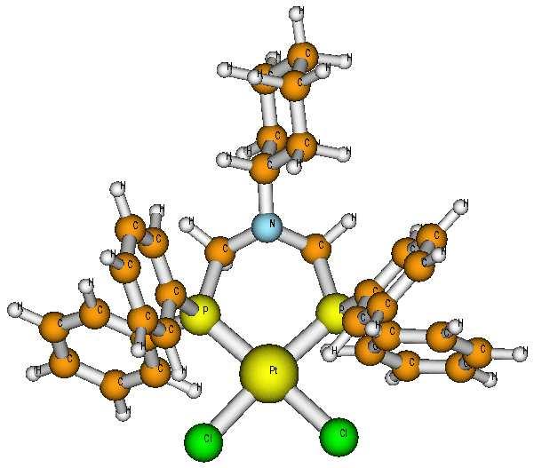 Bisz(>() )-aminok szintézise kétszeres Kabachnik-Fields reakcióval; 3.6. A platina-komplex térszerkezete egyedi molekulaként, ill. a kristályban A kvantumkémia számításokban Dr.
