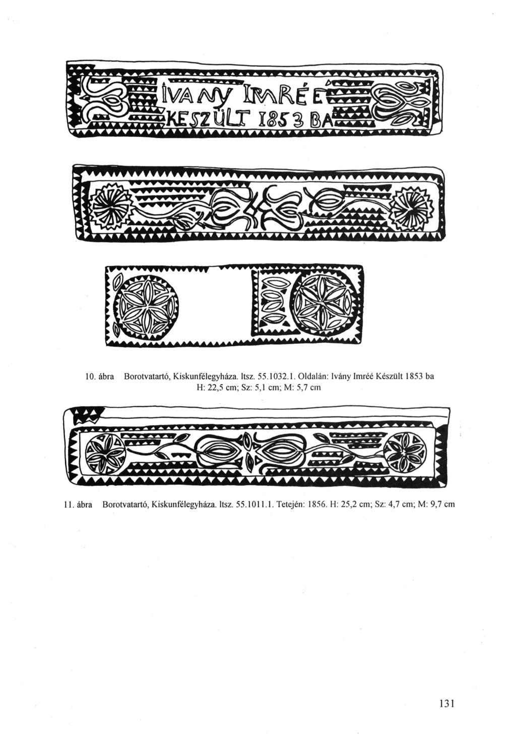10. ábra Borotvatartó, Kiskunfélegyháza. Itsz. 55.1032.1. Oldalán: Ivány Imréé Készült 1853 ba H: 22,5 cm; Sz: 5,1 cm; M: 5,7 cm 11.