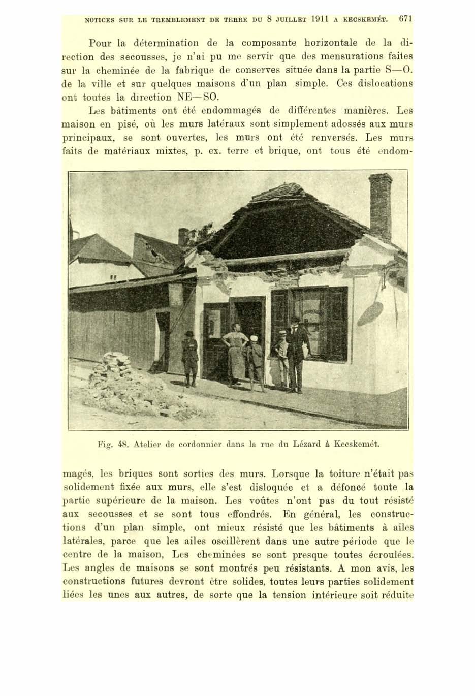 NOTICES SUR LE TREMBLEMENT DE TERRE DU 8 JUILLET 1911 A KECSKEMÉT.