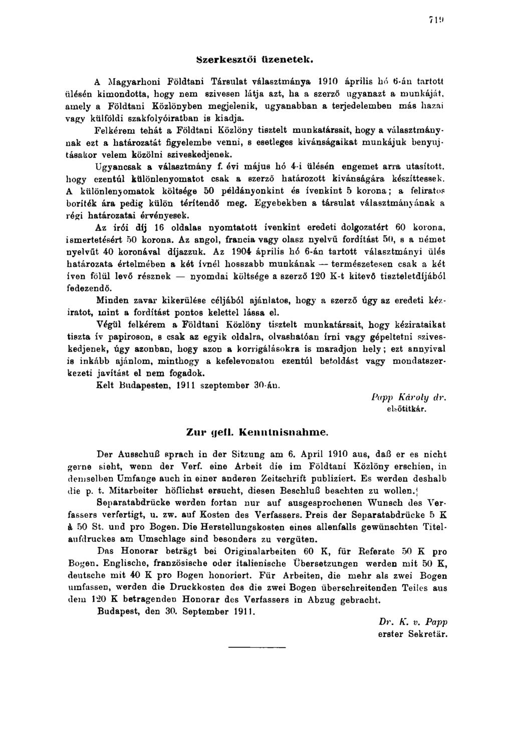 711) Szerkesztői üzenetek.