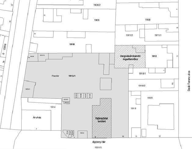 A következő projektek fejlesztési területeit javaslom kiemelt fejlesztési területté nyilvánítani: 1. Apponyi téri élelmiszer- és zöldségpiac fejlesztése A Képviselő-testület 251/2017 (VII.27.) sz.