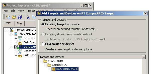 Az FPGA target felismerése után a rendszer felderíti a modulhoz csatlakoztatott mérőkártyákat.