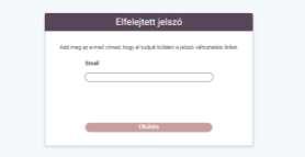 ábra Elfelejtett jelszó felületen, a regisztrált e-mail cím beírását követően, az Elküldés gomb megnyomásával, a rendszer
