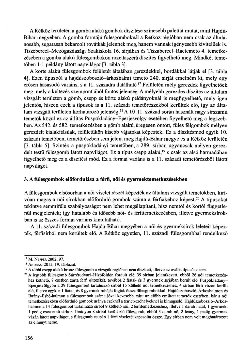 A Rétköz területén a gomba alakú gombok díszítése színesebb palettát mutat, mint Hajdú- Bihar megyében.