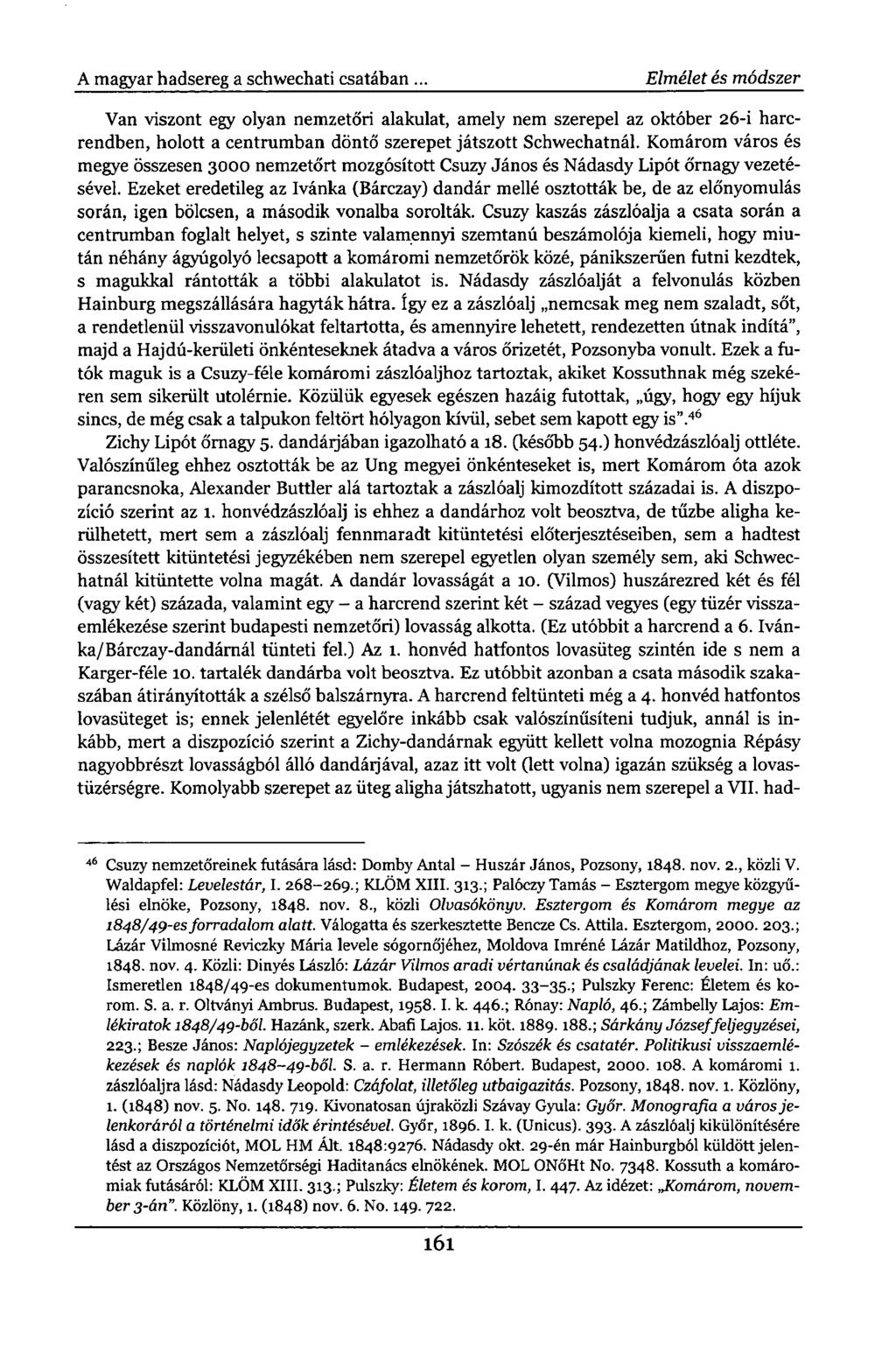 A magyar hadsereg a schwechati csatában.