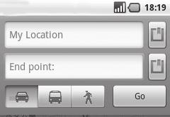9.4 Útvonaltervezés autóhoz, tömegközlekedéshez és gyalogos közlekedéshez 9.4.1 Ajánlott útvonalak kérése A térkép képernyőn nyomja meg a Menü gombot, majd érintse meg a Útvonaltervezés lehetőséget.