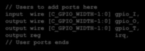 output reg irq, // User ports ends Háromállapotú kimenet vagy I/O vonal megadása Kimenet (_O), bemenet (_I),