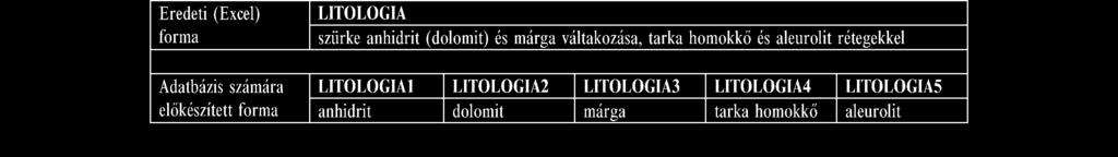 Ebben a táblában minden képződménytípus kap egy gépi azonosítót (ID), melyhez, mint címkét hozzárendeljük az általunk használt képződménytípus-jelet. Az így létrejött táblát kódtáblának nevezzük.