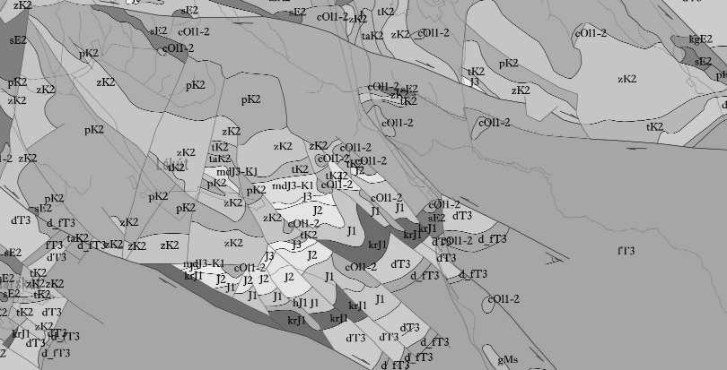 162 GYALOG LÁSZLÓ et al. 1. színes ábra. A Dunántúli-középhegység terület prekvarter képződményeinek földtani térképe (részlet) Jelkulcs: col1 2 = Csatkai F., pe2 3 = Padragi F., se2 = Szőci F.