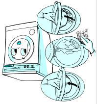 melltartó) mosózsákban vagy zipzárral ellátott párnahuzatban mossa. 2. Ürítse ki az összes zsebet A pénzérmék, biztonsági tűk, stb. megrongálhatják a ruhaneműt, a mosódobot és a kádat. 3.