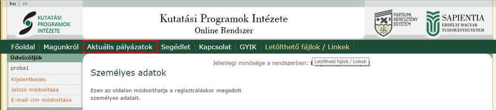 Az Egyetemi Kutatási Program aktuális kiírásának megpályázása lépések I. A kutatás vezetőjének az alábbi lépéseket kell betartania: 1.