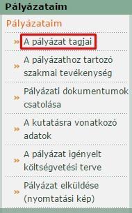 d) Pályázat elküldése (nyomtatási kép): Itt a képernyőképen is szemléltetett sorrendben megtekintheti az adatokkal feltöltött, kigenerált pályázati űrlapot, majd pedig, ha mindent rendben talál és