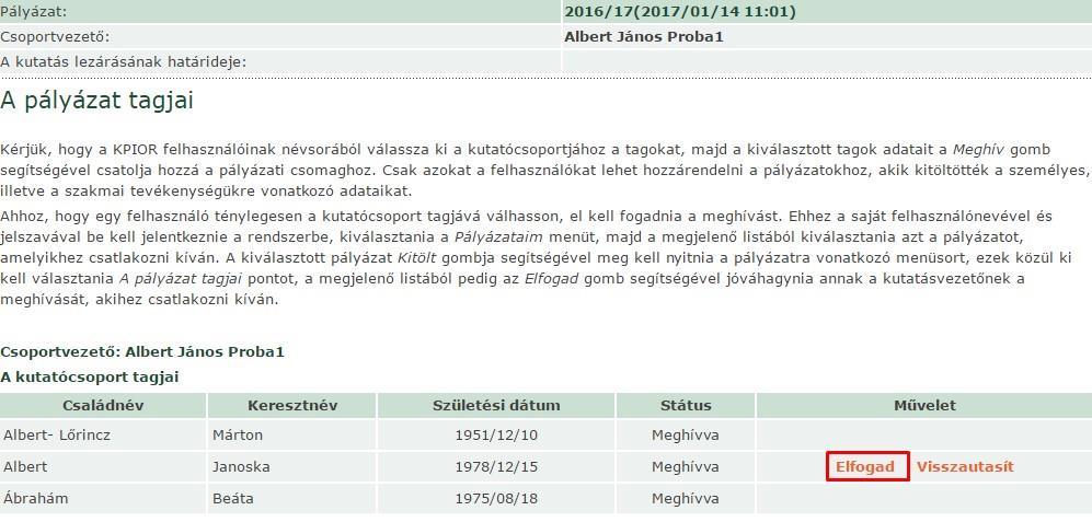 4. Dokumentumok csatolása (Egyetemi Kutatási Program): Feltölti a kért fájlokat és hozzárendeli azokat az aktuális pályázathoz a fentebb leírt módon: - lásd: Pályázati dokumentumok csatolása - a