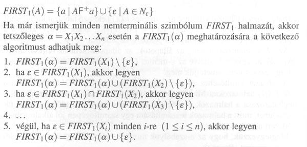 A FIRST és FOLLOW relációk meghatározása mátrixokkal