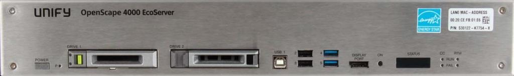 OpenScape 4000 vezérlő egységek A vezérlést egy 19 RACK szekrénybe telepíthető 1,5 U egység, az EcoServer végzi.