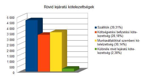 4.3.2. Források bemutatása A társaság saját tőkéje a 2015. év végére 13.414,- eft-tal csökkent tárgyév veszteséges gazdálkodása következtében. 4.5. ábra Saját tőke megoszlása (ezer Ft) MEGNEVEZÉS 2014.